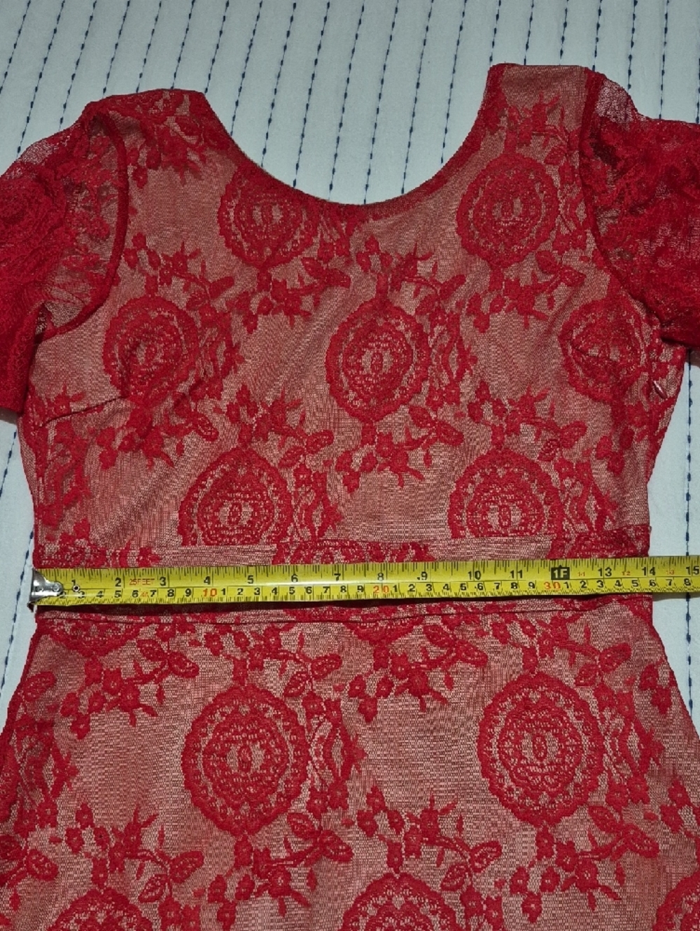 Charlotte Russe Red Lace Short Sleeve Mini Dress - Picture 2 of 5